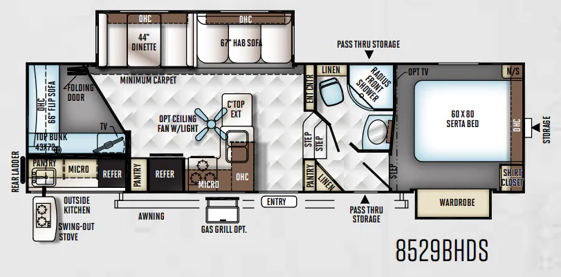 Forest River Flagstaff Classic Super Lite 8529BHDS floor plan