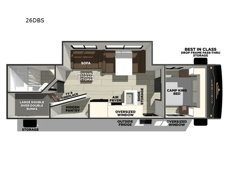 2027 Prime Time RV Avenger 26DBS - Floor plan