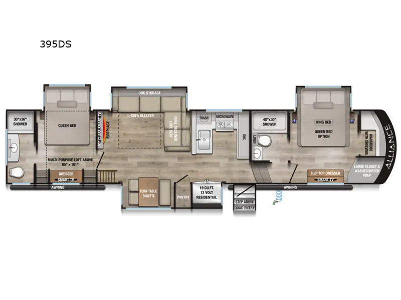 2026 Alliance RV Paradigm 395DS - Floor plan