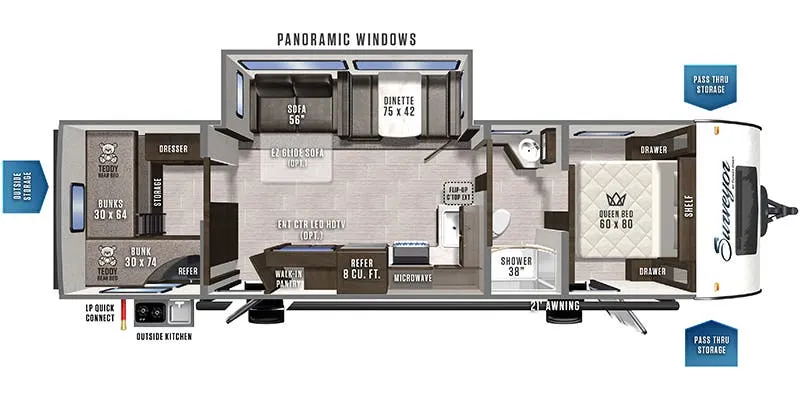 2023 Forest River Surveyor Legend 296QBLE - Floor plan
