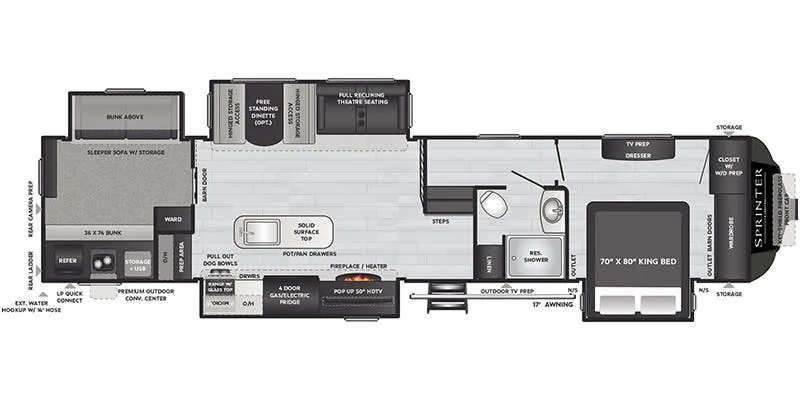 Keystone Sprinter Limited 3620LBH floor plan