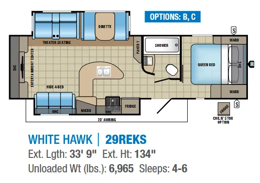 Jayco White Hawk 29REKS floor plan