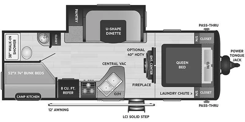 2014 Keystone Hideout 24BHWE floor plan