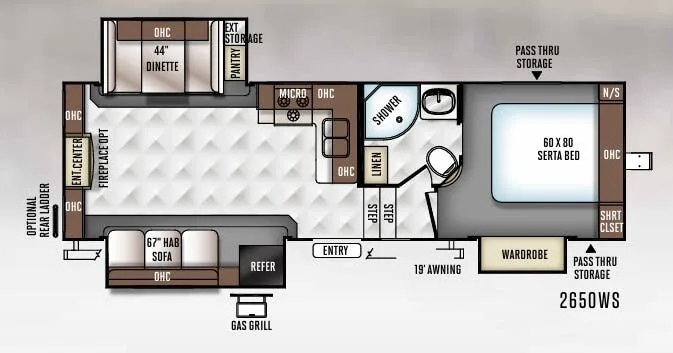 Forest River Rockwood Ultra Lite 2650WS floor plan
