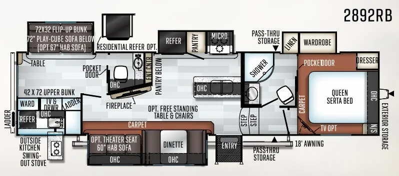 Forest River Rockwood Ultra Lite 2892RB floor plan