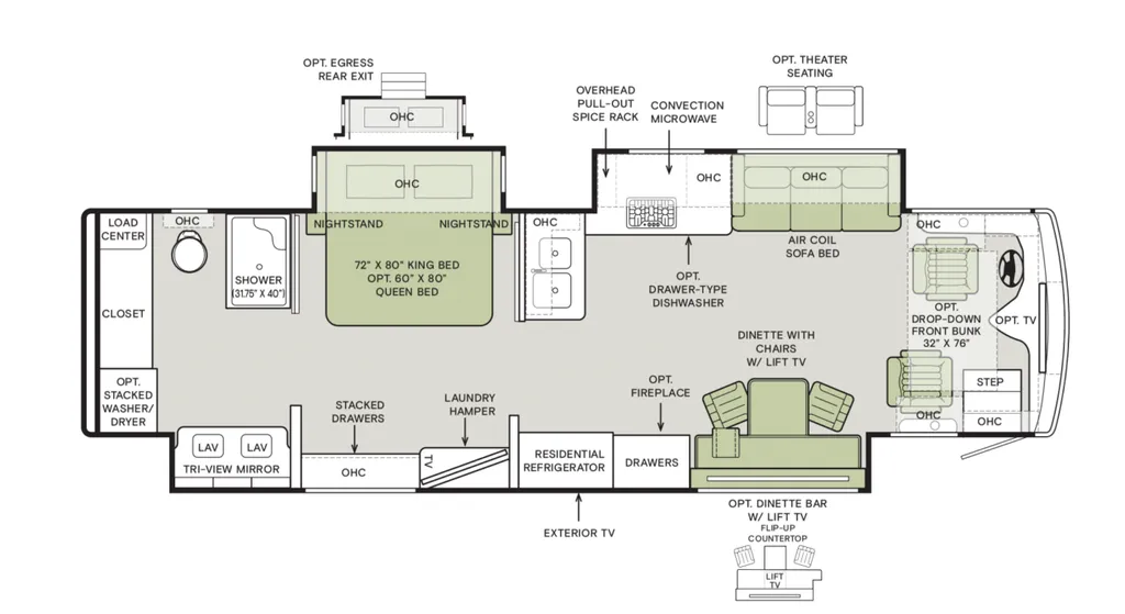 2026 Tiffin Phaeton 35 CH floor plan