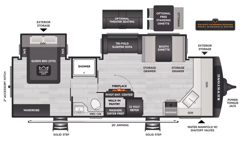 Keystone Cougar Western Elevation 25FKWE floor plan