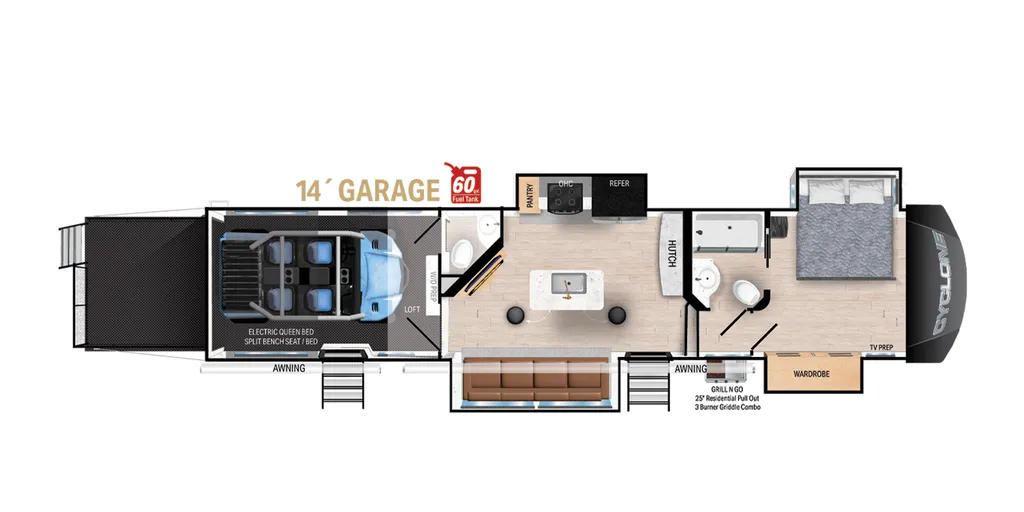 2023 Heartland Cyclone 3714 floor plan