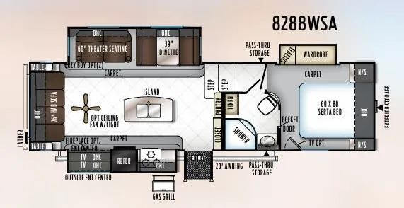 Forest River Rockwood Signature Ultra Lite 8288WSA floor plan