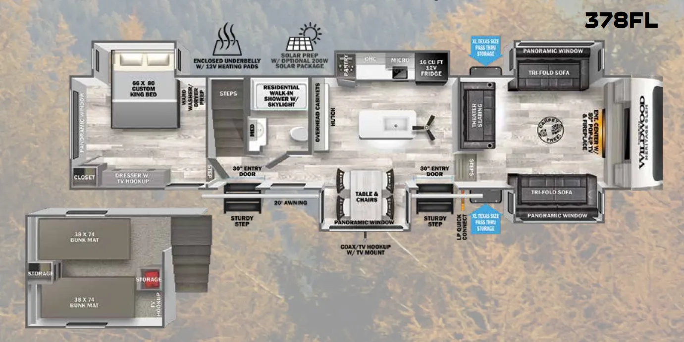 Forest River Wildwood Heritage Glen 378FL floor plan