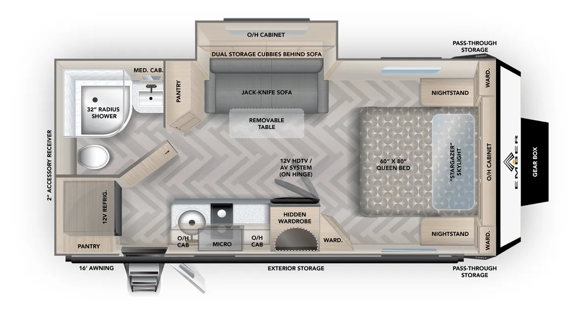 Ember RV Overland 201FBQ floor plan