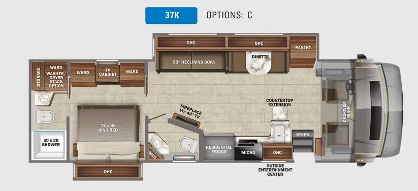 Jayco Seneca Prestige 37K floor plan