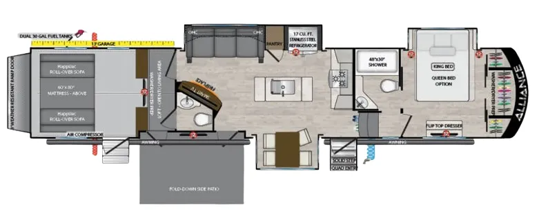Alliance RV Valor 42V13 floor plan