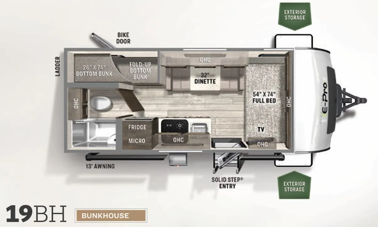 Forest River Flagstaff E-Pro 19BH floor plan