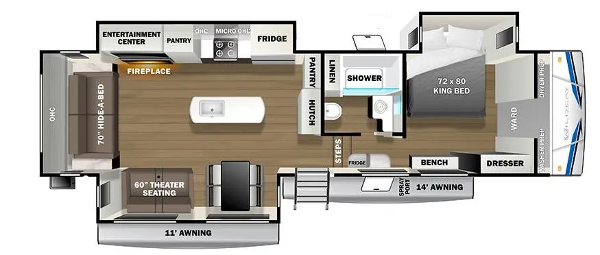 2022 Forest River Wildcat 333RLBS floor plan
