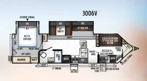 Forest River Rockwood Windjammer 3006V floor plan