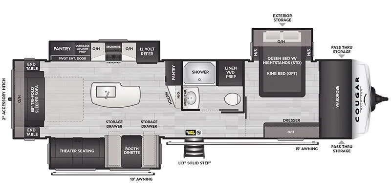 Keystone Cougar Half-Ton East 33RLI floor plan