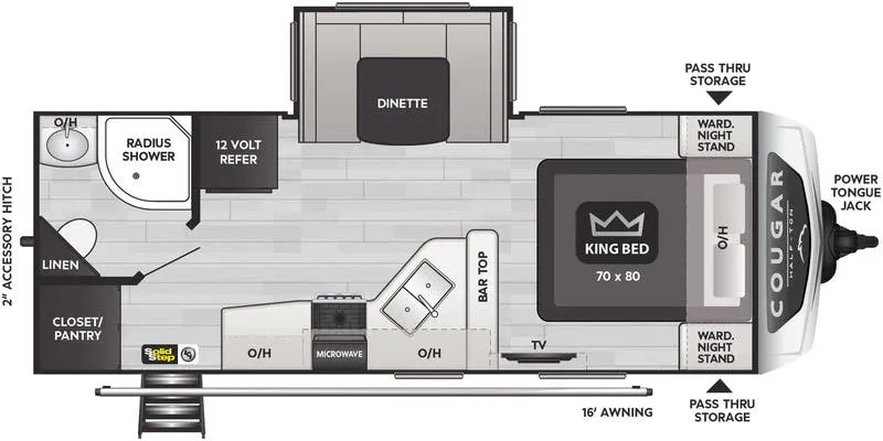 Keystone Cougar Half-Ton East 22RBS floor plan