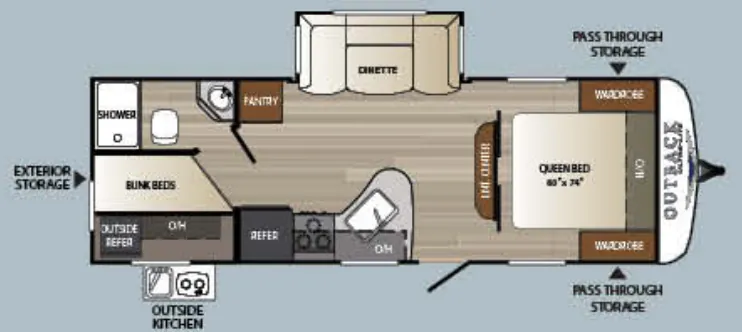 Keystone Outback Ultra-Lite 255UBH floor plan