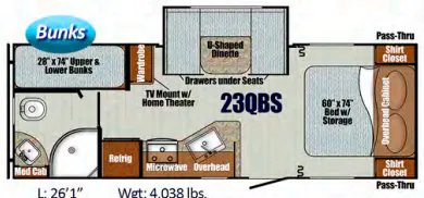 Gulf Stream Vista Cruiser 23QBS floor plan