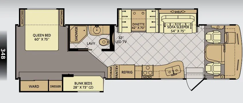 Fleetwood Bounder Classic 34B floor plan