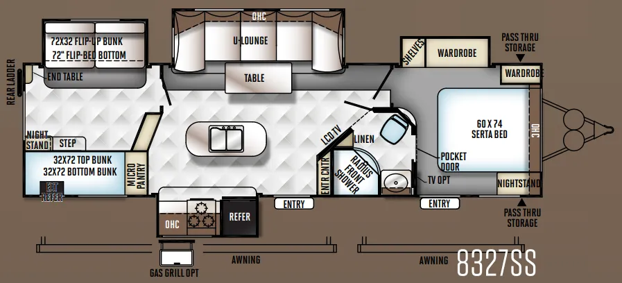 2015 Forest River RV Rockwood Signature Ultra Lite 8327SS - Floor plan