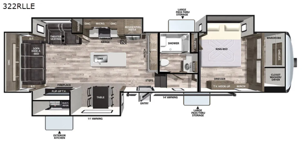 Forest River Cardinal Limited 322RLLE floor plan