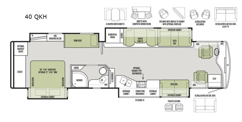 2019 Tiffin Phaeton 40 QKH floor plan