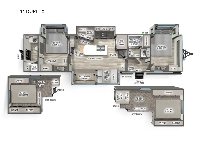 2026 Forest River Sierra Destination Trailers 41DUPLEX floor plan