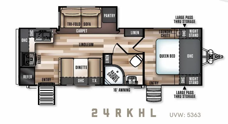 Forest River Wildwood Heritage Glen Hyper-Lyte Hemisphere 24RKHL floor plan