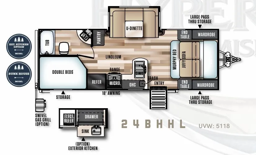 Forest River Salem Hemisphere Hyper-Lyte 24BHHL floor plan