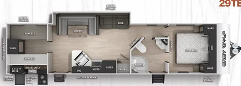 Forest River Cherokee Grey Wolf 29TE floor plan