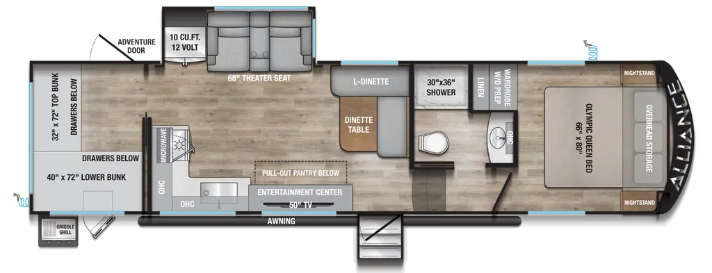 2026 Alliance RV Avenue All-Access 29BH floor plan