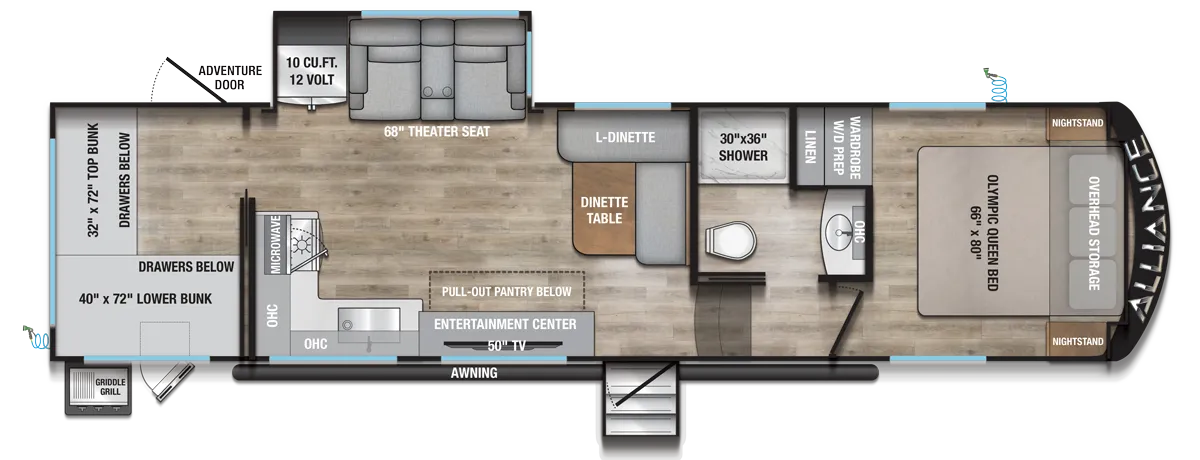 2026 Alliance RV Avenue All-Access 29BH - Floor plan