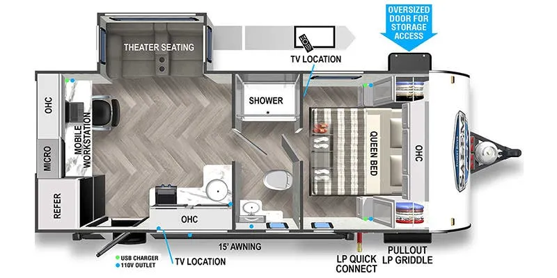 2024 Forest River WILDWOOD 163RD floor plan