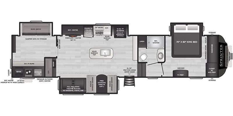 Keystone Sprinter Limited 3630BHS floor plan