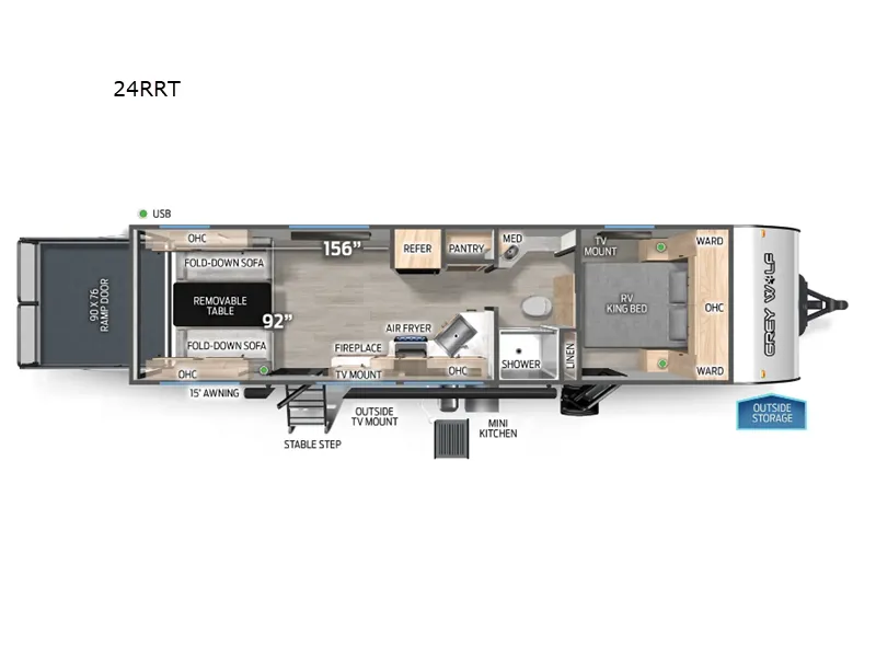 2025 Forest River Cherokee Grey Wolf 24RRT - Floor plan