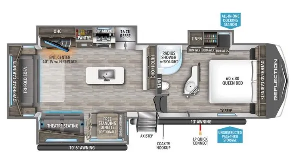 2022 Grand Design Reflection 303RLS floor plan