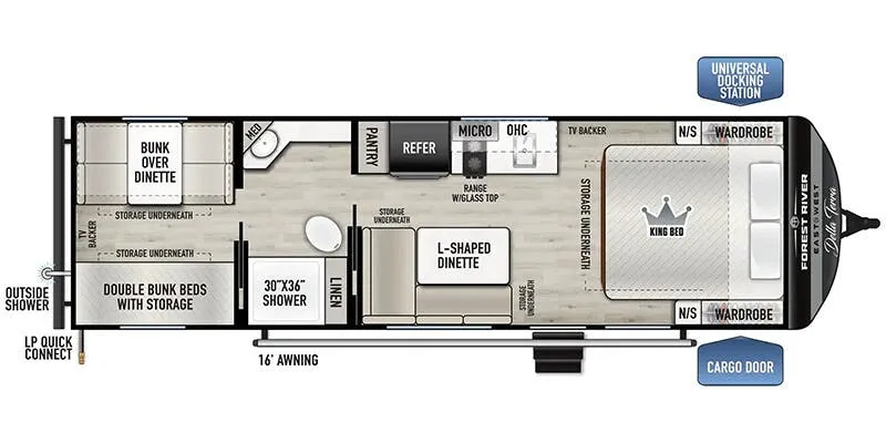East to West Della Terra 250QB floor plan