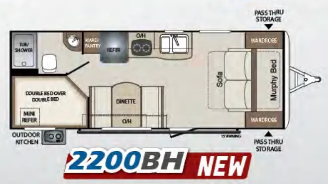 Keystone Bullet Crossfire 2200BH floor plan