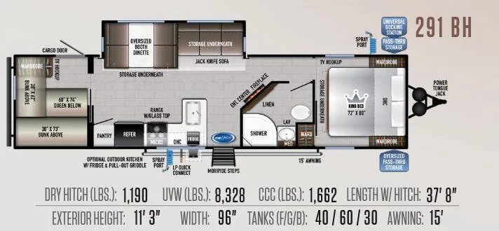 East to West Della Terra 291BH floor plan