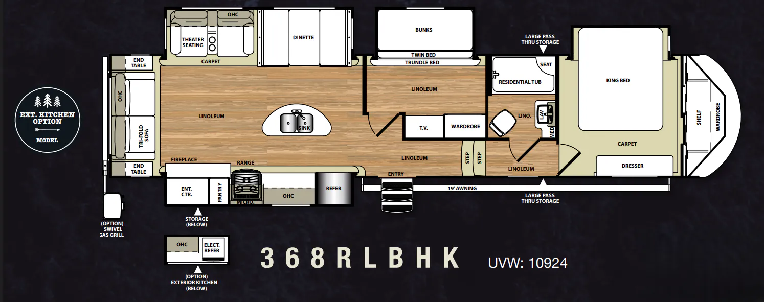 Forest River Salem Hemisphere Lite 368RLBHK floor plan