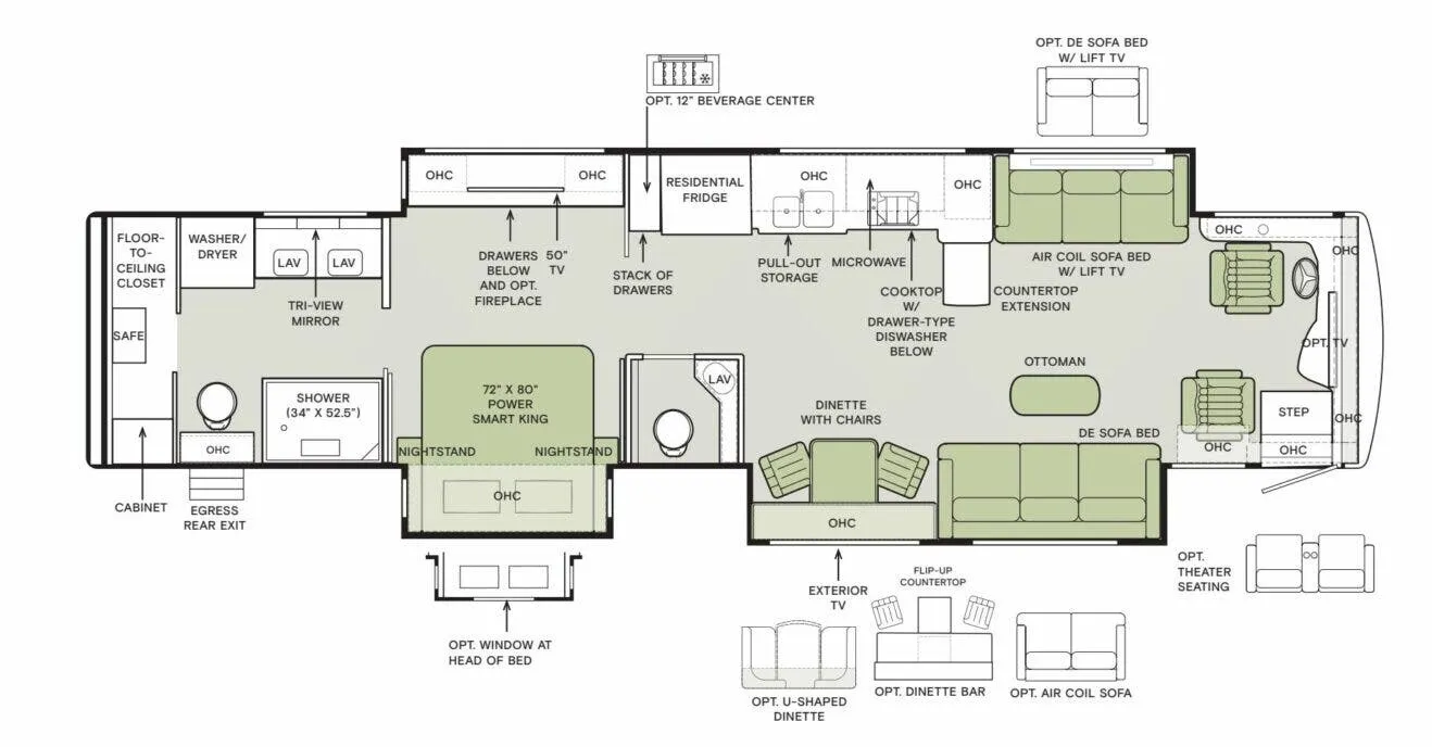 Tiffin Allegro Bus 45 FP floor plan