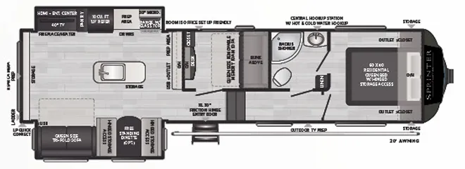 Keystone Sprinter 31MB floor plan