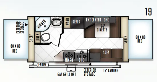 Forest River Rockwood Roo 19 floor plan