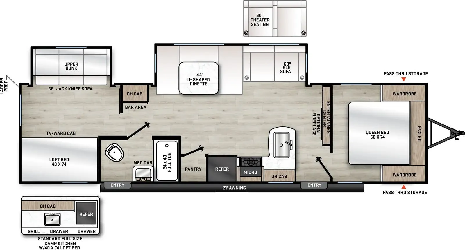 Forest River Aurora Sky 320BDS floor plan