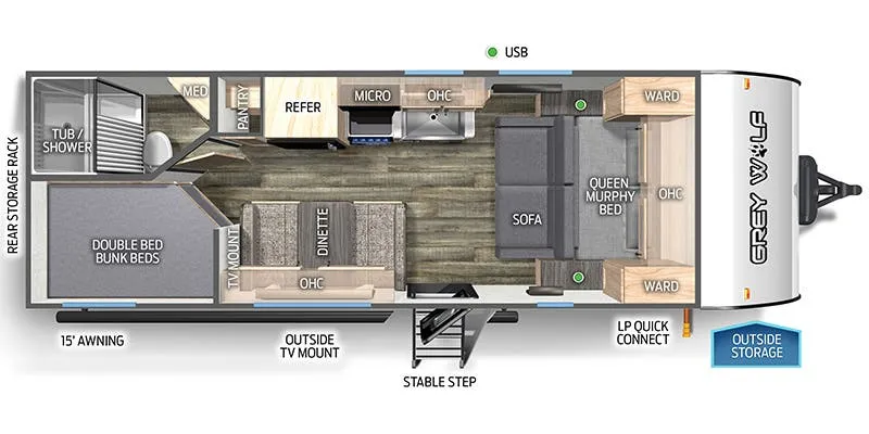 2023 Forest River Cherokee Grey Wolf 22MKSE floor plan