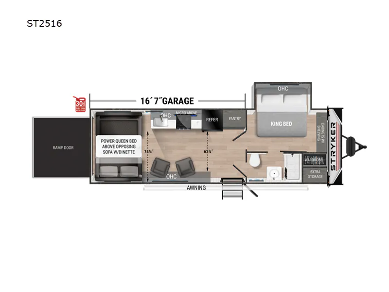 2023 Cruiser RV Stryker ST-2516 floor plan