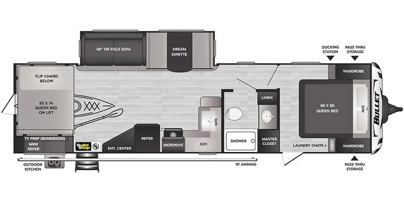 Keystone Bullet East 312BHS floor plan