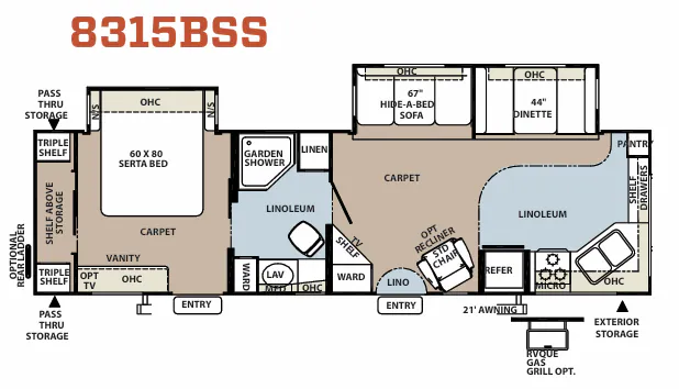 Forest River Rockwood Signature Ultra Lite 8315BSS floor plan